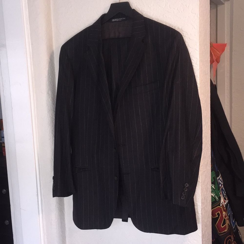 Ralph Lauren Italy gray pinstripe suit 42 R polo
